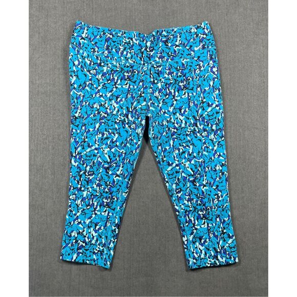 Nike Dri-FIT Leggings Women XL Blue Cropped Activewear Athleisure Gym Training - Picture 1 of 10